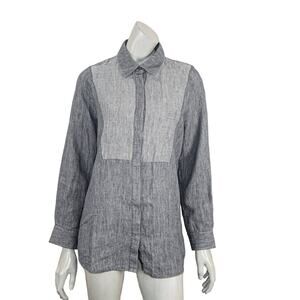 ATEA OCEANIE size 36 Chambray Button up Shirt in Gray bib front
